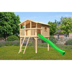 Casetta su palafitte Akubi "Benjamin" SET PROMOZIONE2 in legno naturale con scivolo verde – Vorschau 1