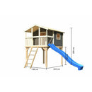 Akubi Stelzenhaus "Benjamin" SET AKTION2 terragrau mit Rutsche blau