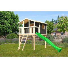 Akubi Casetta su palafitte "Benjamin" SET PROMOZIONE2 grigio terra con scivolo verde – Vorschau 1