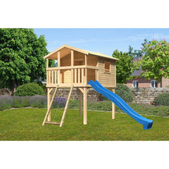 Casetta su palafitte Akubi "Benjamin" OFFERTA SPECIALE2 in legno naturale con rampa a rete e scivolo blu – Vorschau 1