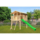 Akubi stilt house "Benjamin" SET ACTION2 natural with net ramp and slide green