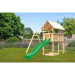 Akubi children's play tower "Danny" SET natural with single swing attachment, slide 2.5m green – Vorschau 1