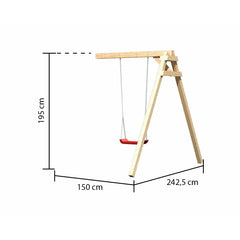 Akubi Kinderspielturm "Danny" SET naturbelassen mit Schaukelanbau Einzel, Rutsche 2,5m rot – Vorschau 5