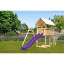 Akubi children's play tower "Danny" SET natural with single swing attachment, slide 2.5m purple