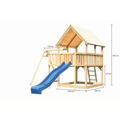 Akubi Spielturm "Luis" SET naturbelassen mit Schaukelanbau Einzel, Rutsche 2,5m blau – Vorschau 3