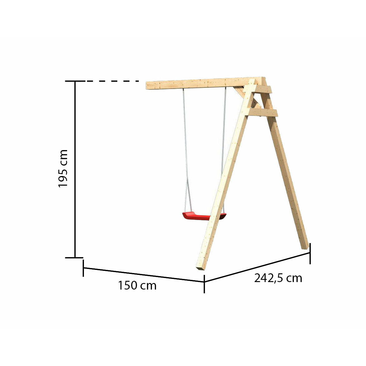 Akubi Spielturm "Luis" SET naturbelassen mit Schaukelanbau Einzel, Rutsche 2,5m blau