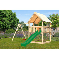 Akubi Spielturm "Luis" SET naturbelassen mit Schaukelanbau Einzel, Rutsche 2,5m grün – Vorschau 2