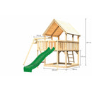 Akubi Spielturm "Luis" SET naturbelassen mit Schaukelanbau Einzel, Rutsche 2,5m grün