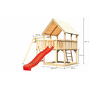 Tour de jeu Akubi "Luis" SET naturel avec balançoire simple, toboggan 2,5 m rouge