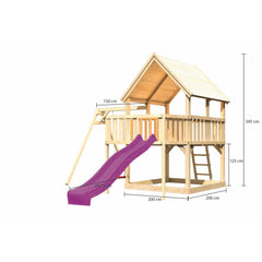 Akubi Spielturm "Luis" SET naturbelassen mit Schaukelanbau Einzel, Rutsche 2,5m violett – Vorschau 3