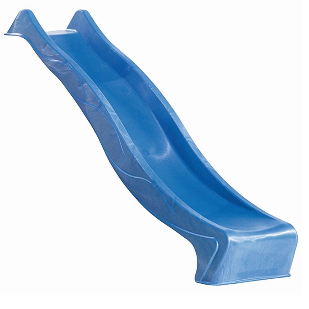 Akubi Kinderspielhaus "Frieda" SET naturbelassen mit Schaukelanbau Einzel, Rutsche 2,5m blau