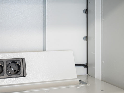 Bedrunka+Hirth battery charging cabinet with 1 x E-shelf and solid sheet metal doors