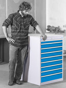 Bedrunka+Hirth Schubladenschrank, Tiefe 736 mm, R 18-24, Schubladenanzahl: 3, Anzahl Flügeltüren: 1