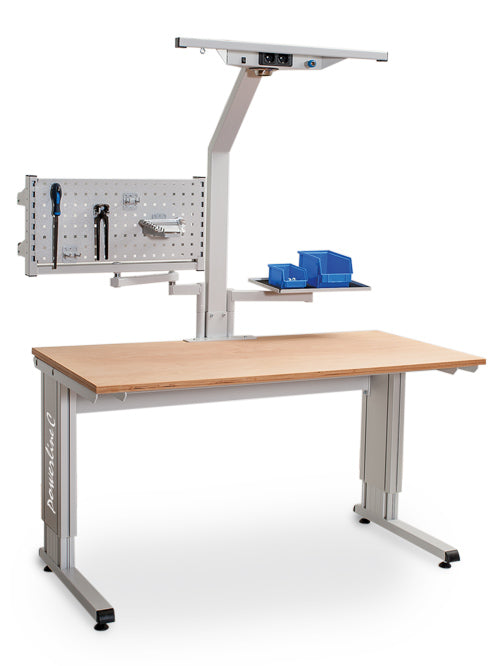 Bedrunka+Hirth Powerline C base frame combination, depth 750, electric height adjustment, 1x mounting stand, 2x swivel arm
