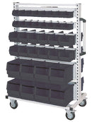 Bedrunka+Hirth Multi-trolley equipped with rails for hanging open fronted storage bins