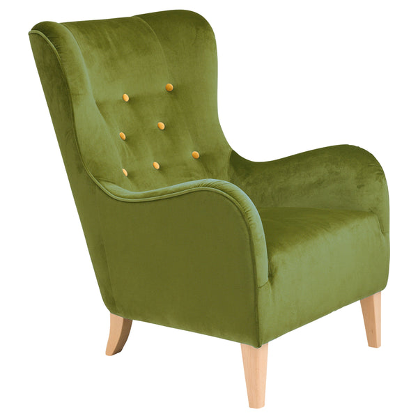 Max Winzer armchair Medina olive with yellow buttons