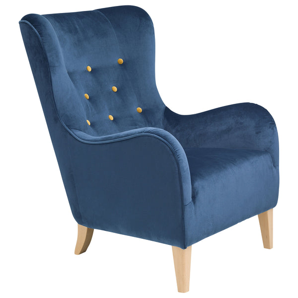Max Winzer armchair Medina petrol with yellow buttons