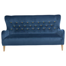 Max Winzer 2.5-seater Medina sofa in petrol with yellow buttons