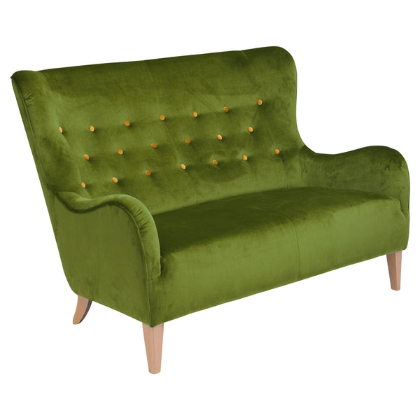Max Winzer 2-seater sofa Medina olive with yellow buttons