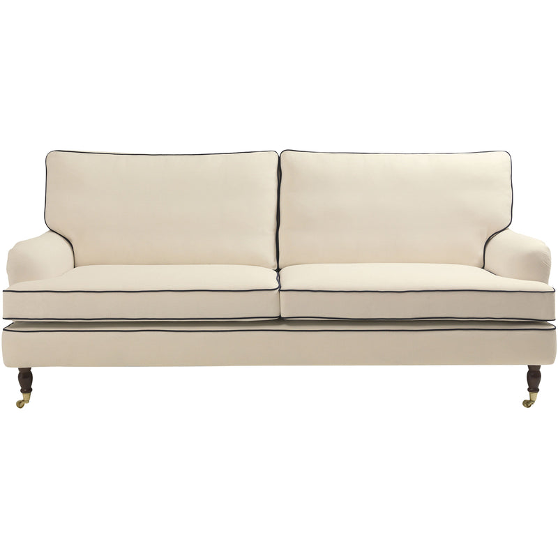 Max Winzer Sofa 3-Sitzer (2-geteilt) Passion creme mit dunkelblauen Keder