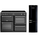 STOVES - Richmond S1000 Ei Black et Réfrigérateur-Congélateur Rétro STOVES Breeze 190 Black