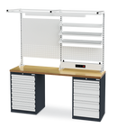 Row workbench with workbench structure, WxDxH 2000x2210 mm