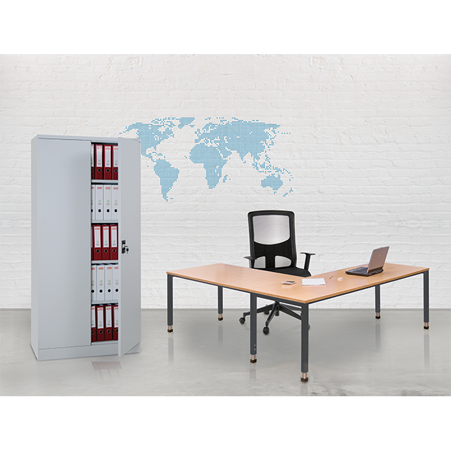 Simplaflex double door wardrobe,
 4 galvanized shelves, load capacity 80 kg,
 WxDxH 920x420x1950 mm