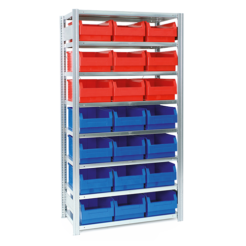 Scaffale base Simplaflex per contenitori a vista, a 8 ripiani